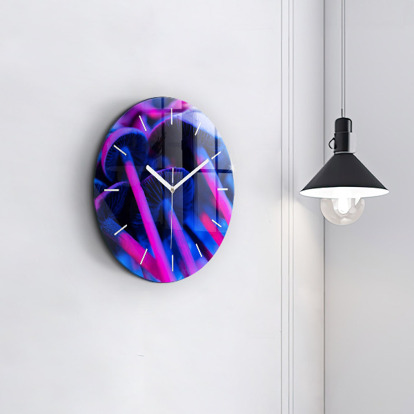 Orologio rotondo in vetro Funghi magici colorati