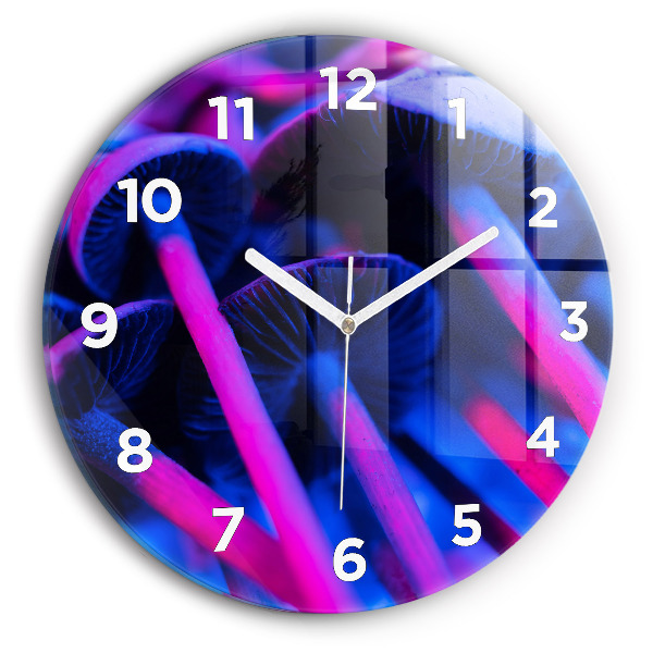 Orologio rotondo in vetro Funghi magici colorati