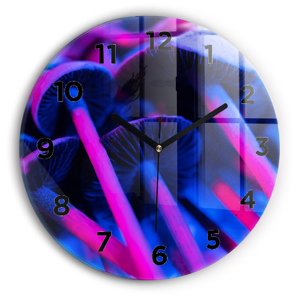 Orologio rotondo in vetro Funghi magici colorati