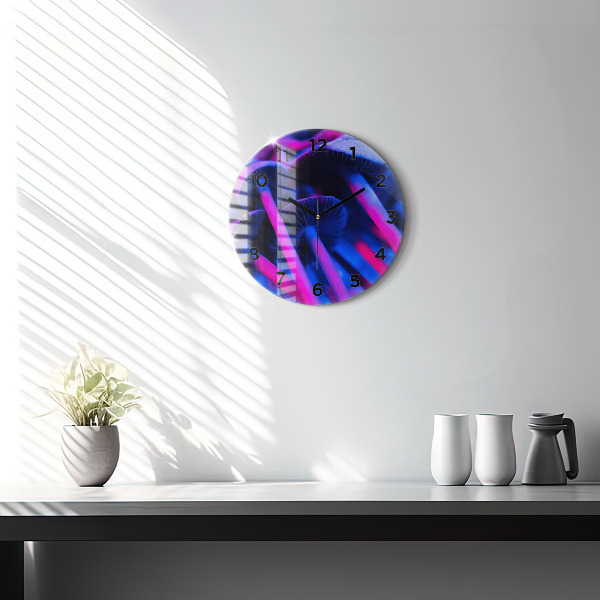 Orologio rotondo in vetro Funghi magici colorati