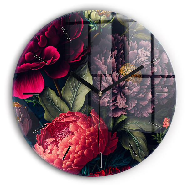 Orologio rotondo in vetro Mazzo di fiori d'epoca