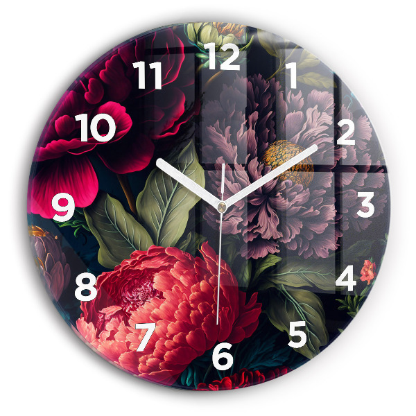 Orologio rotondo in vetro Mazzo di fiori d'epoca