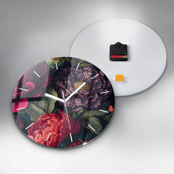 Orologio rotondo in vetro Mazzo di fiori d'epoca