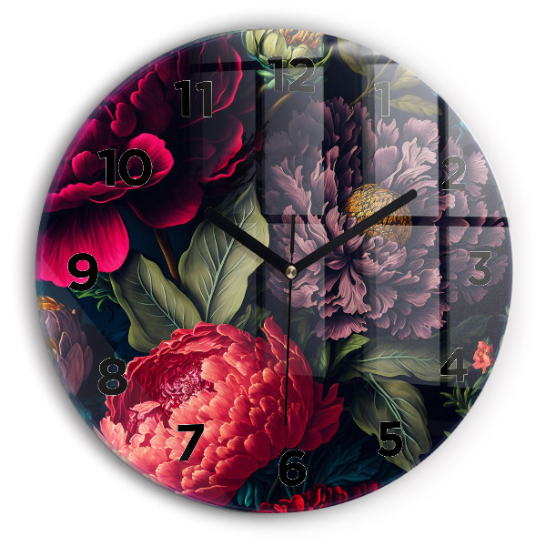 Orologio rotondo in vetro Mazzo di fiori d'epoca