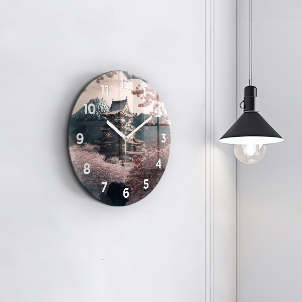 Orologio rotondo in vetro Torre e fiori in Asia
