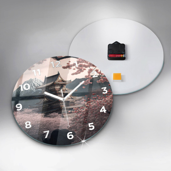 Orologio rotondo in vetro Torre e fiori in Asia