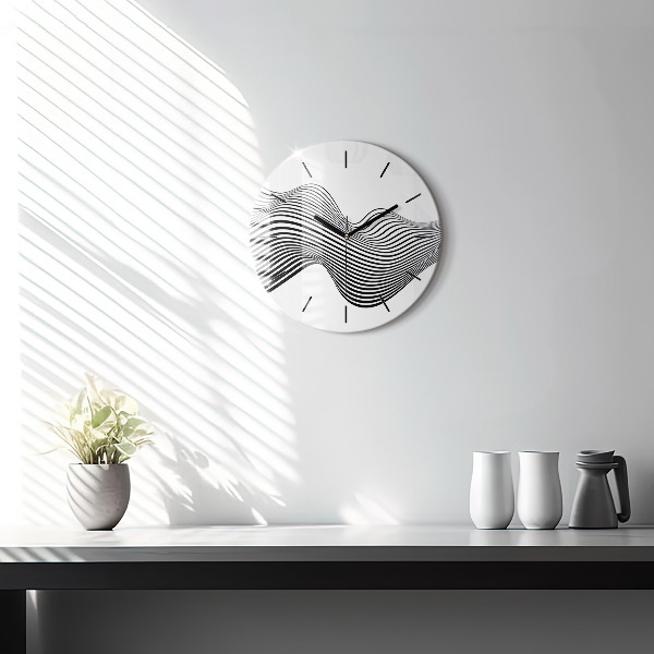 Orologio rotondo in vetro Arte in bianco e nero