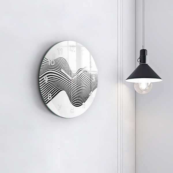 Orologio rotondo in vetro Arte in bianco e nero
