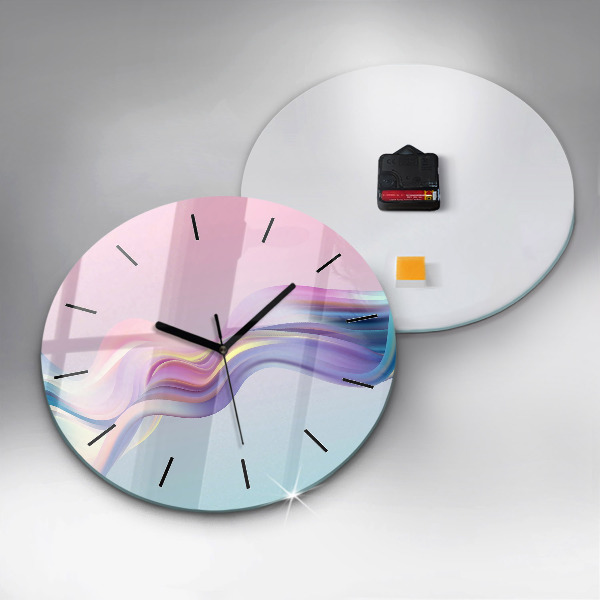 Orologio rotondo in vetro Astrazione di onde pastello