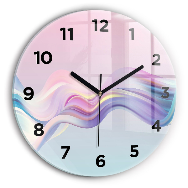 Orologio rotondo in vetro Astrazione di onde pastello