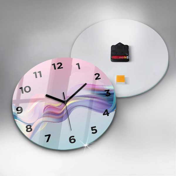 Orologio rotondo in vetro Astrazione di onde pastello