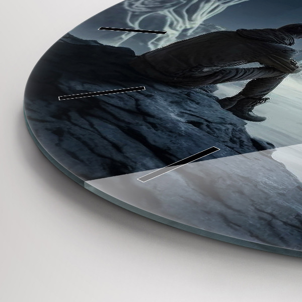 Orologio rotondo in vetro Uomo davanti alla luna