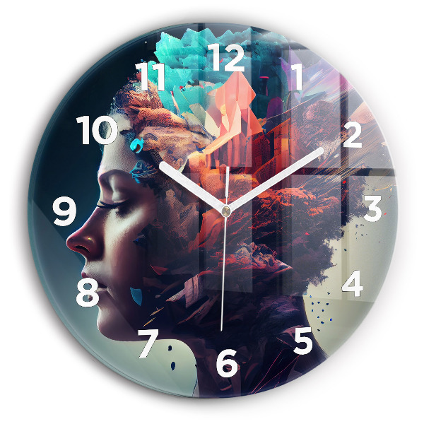 Orologio rotondo in vetro Donna astratta