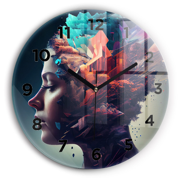 Orologio rotondo in vetro Donna astratta