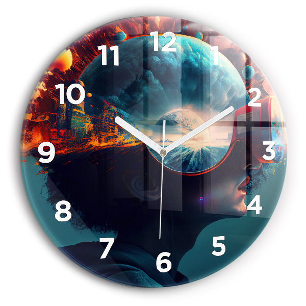 Orologio rotondo in vetro Mondo futuristico