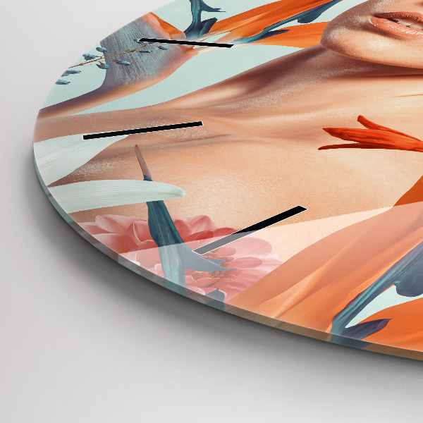 Orologio rotondo in vetro Donna con fiori