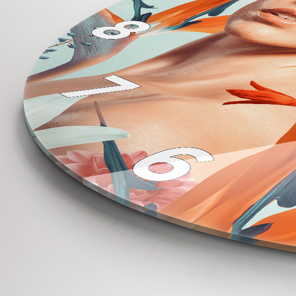 Orologio rotondo in vetro Donna con fiori