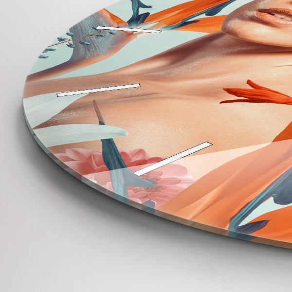 Orologio rotondo in vetro Donna con fiori