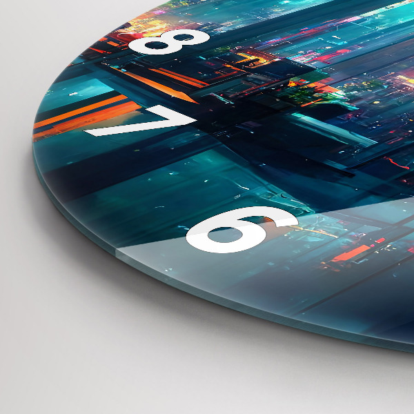 Orologio rotondo in vetro Città in stile cyberpunk