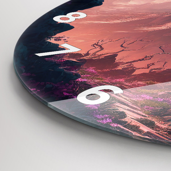 Orologio rotondo in vetro Foresta e montagne magiche