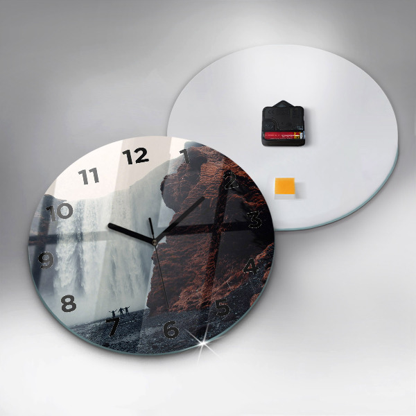 Orologio rotondo in vetro Paesaggio della cascata Islanda