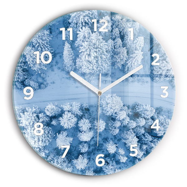 Orologio rotondo in vetro Foresta in inverno