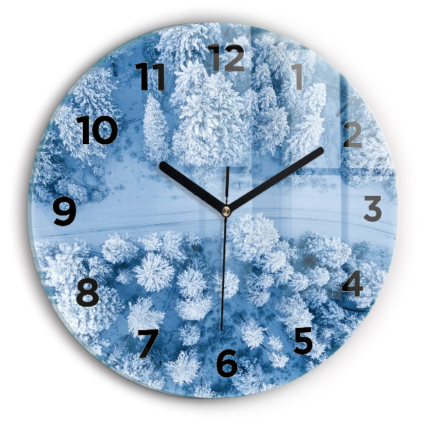 Orologio rotondo in vetro Foresta in inverno