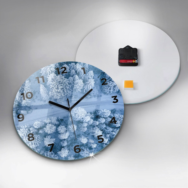 Orologio rotondo in vetro Foresta in inverno
