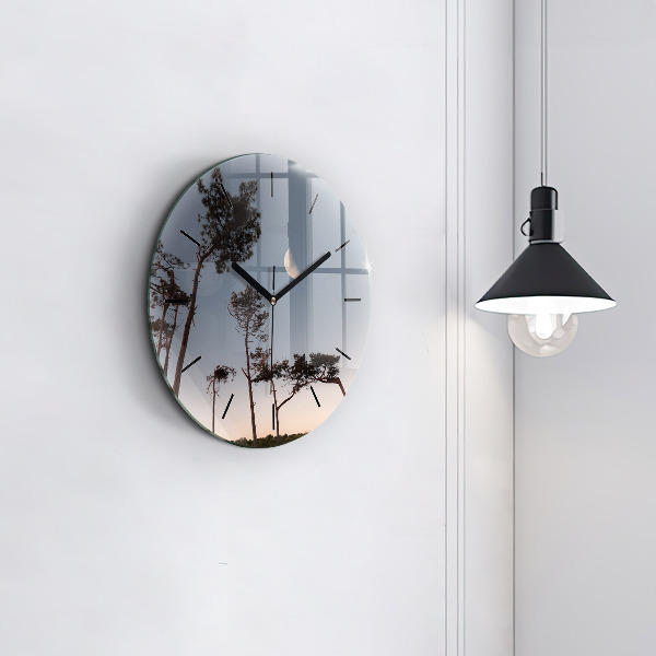 Orologio rotondo in vetro Mezzaluna e alberi