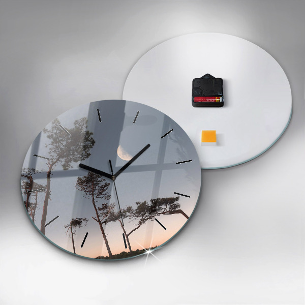 Orologio rotondo in vetro Mezzaluna e alberi