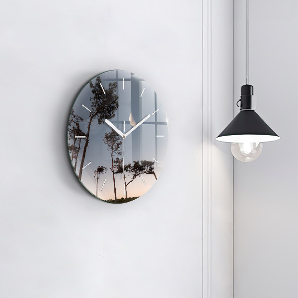 Orologio rotondo in vetro Mezzaluna e alberi