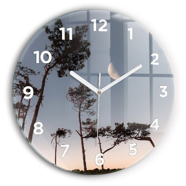 Orologio rotondo in vetro Mezzaluna e alberi