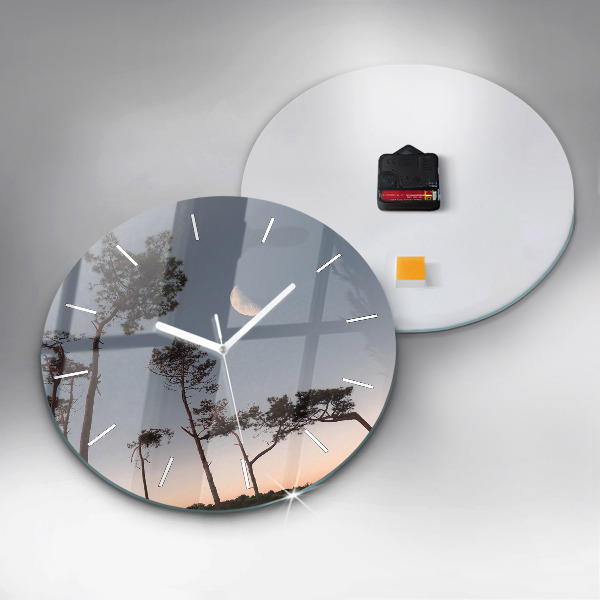 Orologio rotondo in vetro Mezzaluna e alberi