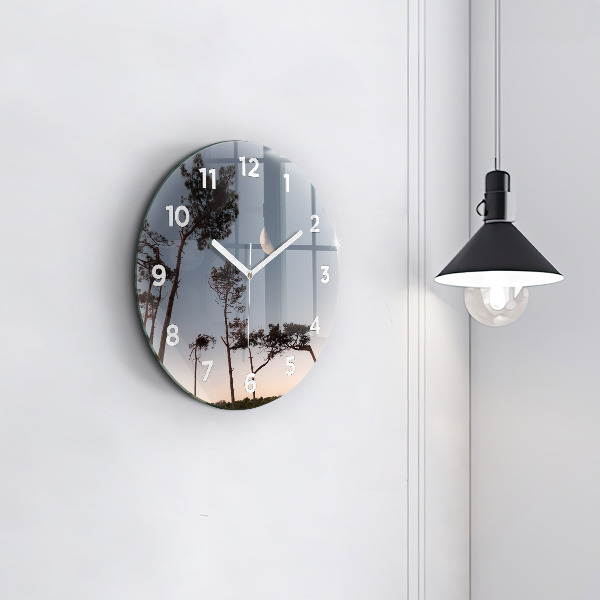 Orologio rotondo in vetro Mezzaluna e alberi