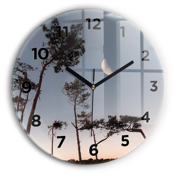 Orologio rotondo in vetro Mezzaluna e alberi