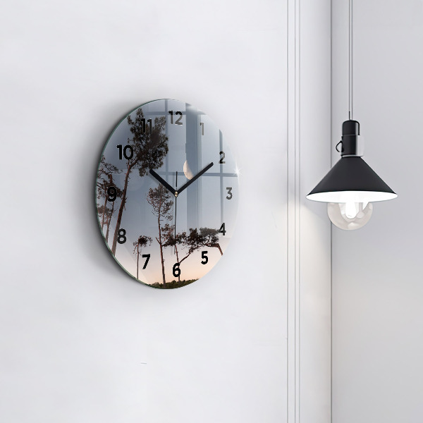 Orologio rotondo in vetro Mezzaluna e alberi