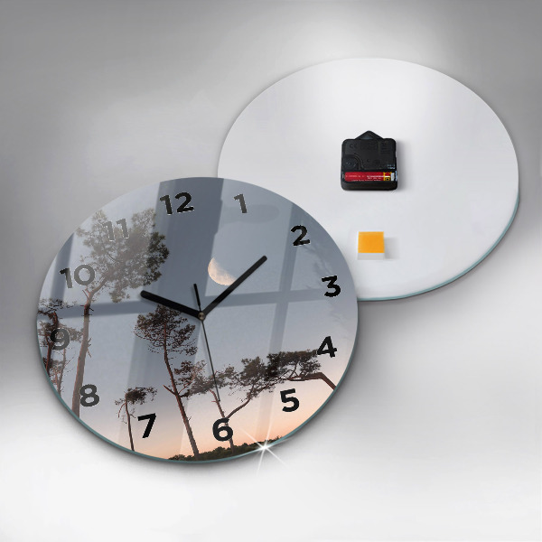 Orologio rotondo in vetro Mezzaluna e alberi