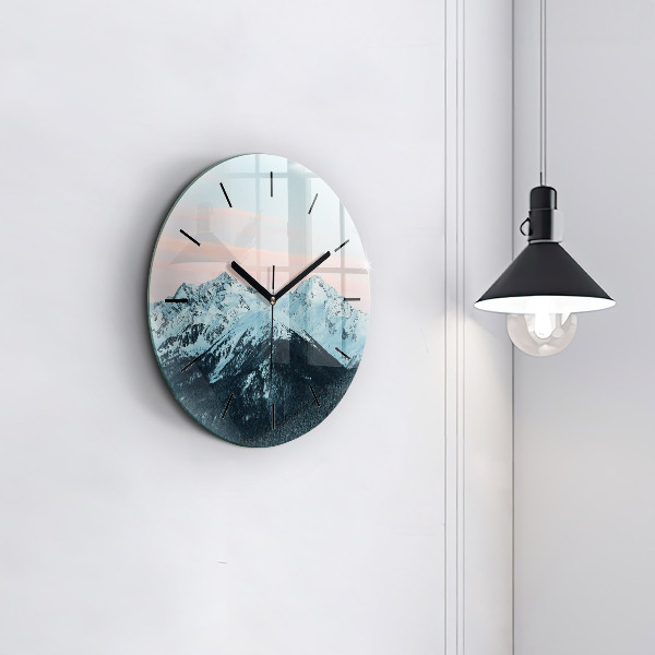 Orologio rotondo in vetro Catena montuosa in inverno