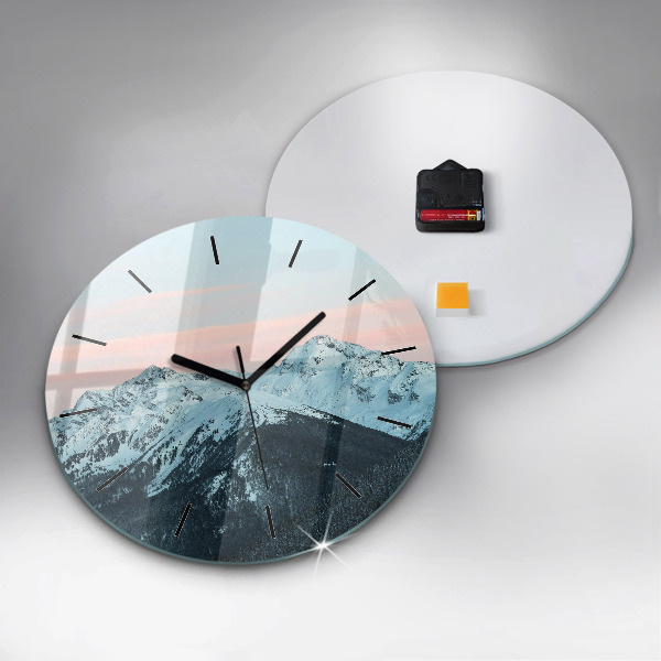 Orologio rotondo in vetro Catena montuosa in inverno
