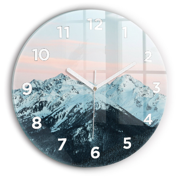 Orologio rotondo in vetro Catena montuosa in inverno
