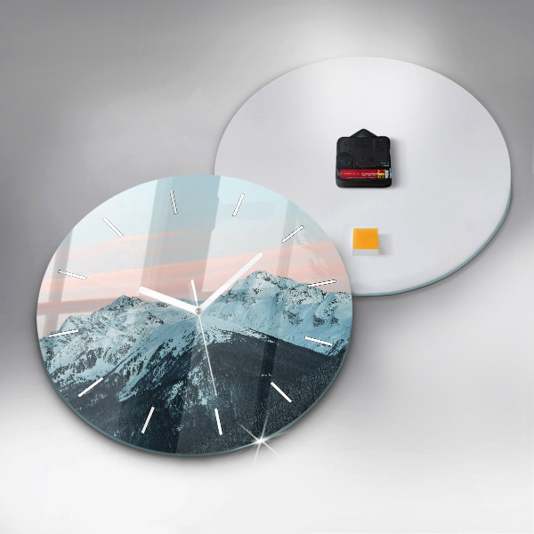 Orologio rotondo in vetro Catena montuosa in inverno