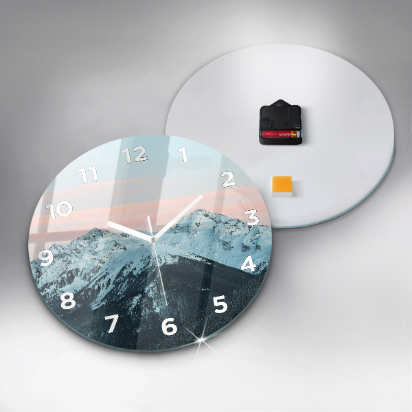 Orologio rotondo in vetro Catena montuosa in inverno
