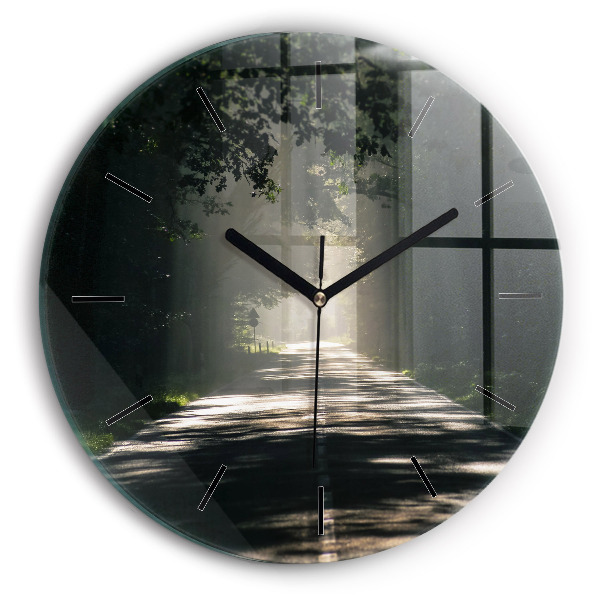 Orologio rotondo in vetro Strada forestale