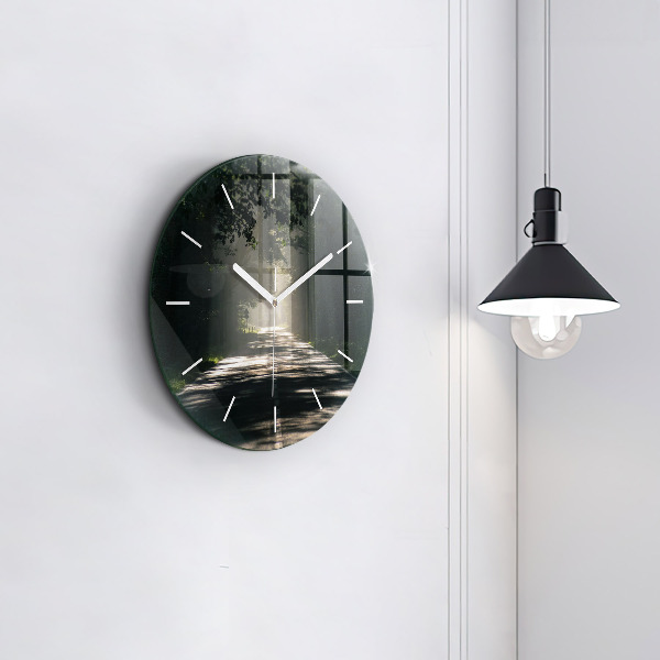 Orologio rotondo in vetro Strada forestale