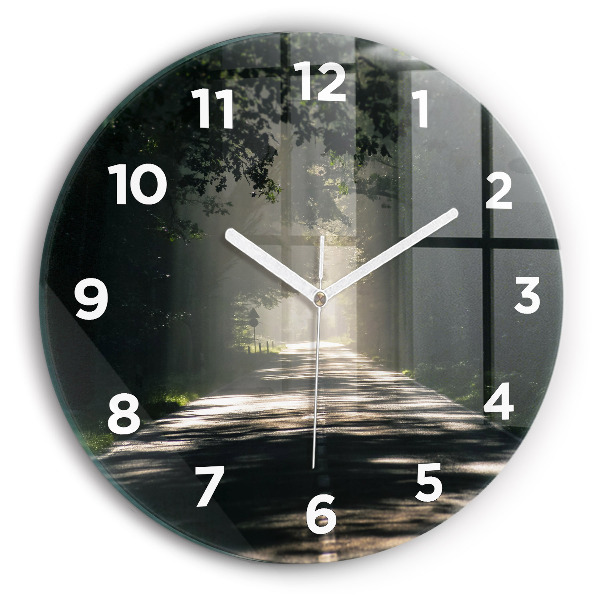 Orologio rotondo in vetro Strada forestale