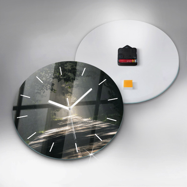 Orologio rotondo in vetro Strada forestale