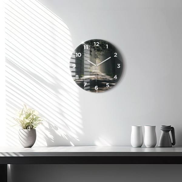 Orologio rotondo in vetro Strada forestale