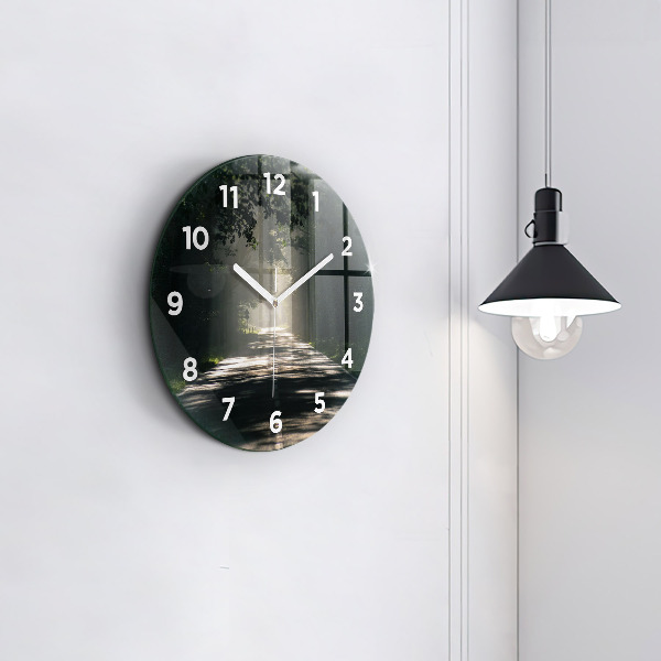 Orologio rotondo in vetro Strada forestale