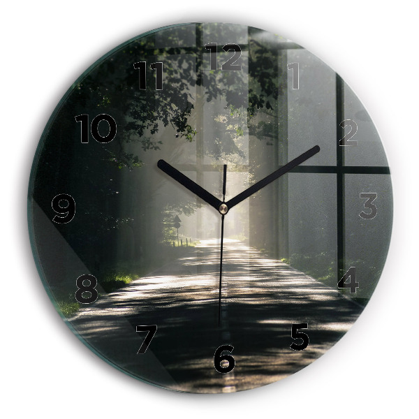 Orologio rotondo in vetro Strada forestale