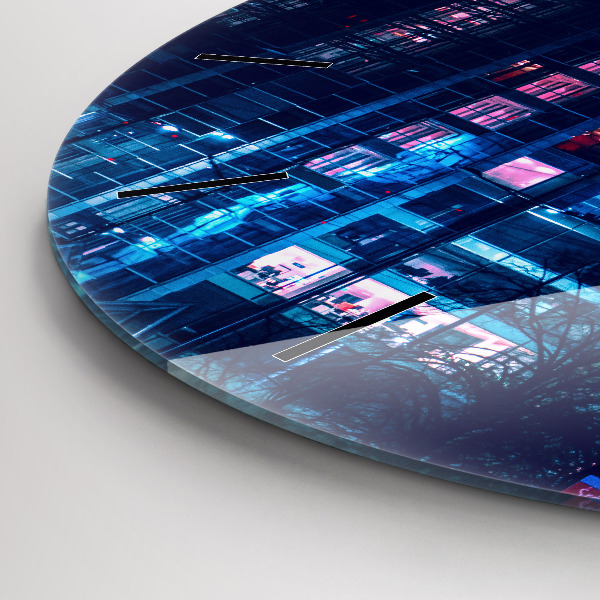 Orologio rotondo in vetro Varsavia di notte